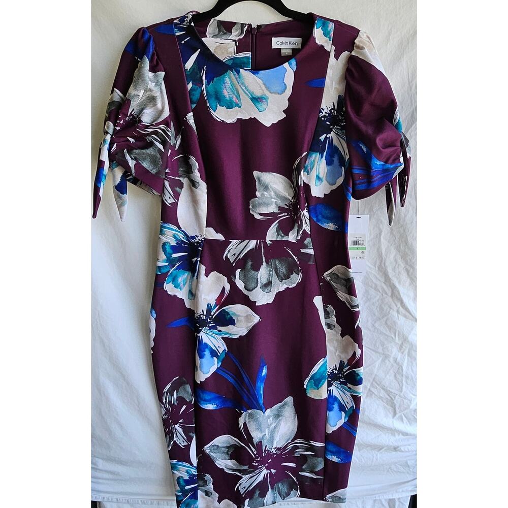 Calvin Klein Floral Sheath Dress Size 8 NWT